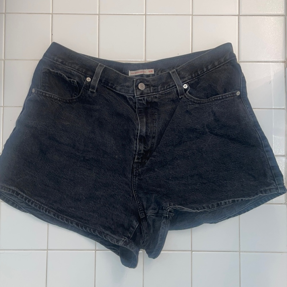 Charcoal Black Levi’s High Waisted Mom Shorts (Plus Size) - 16W